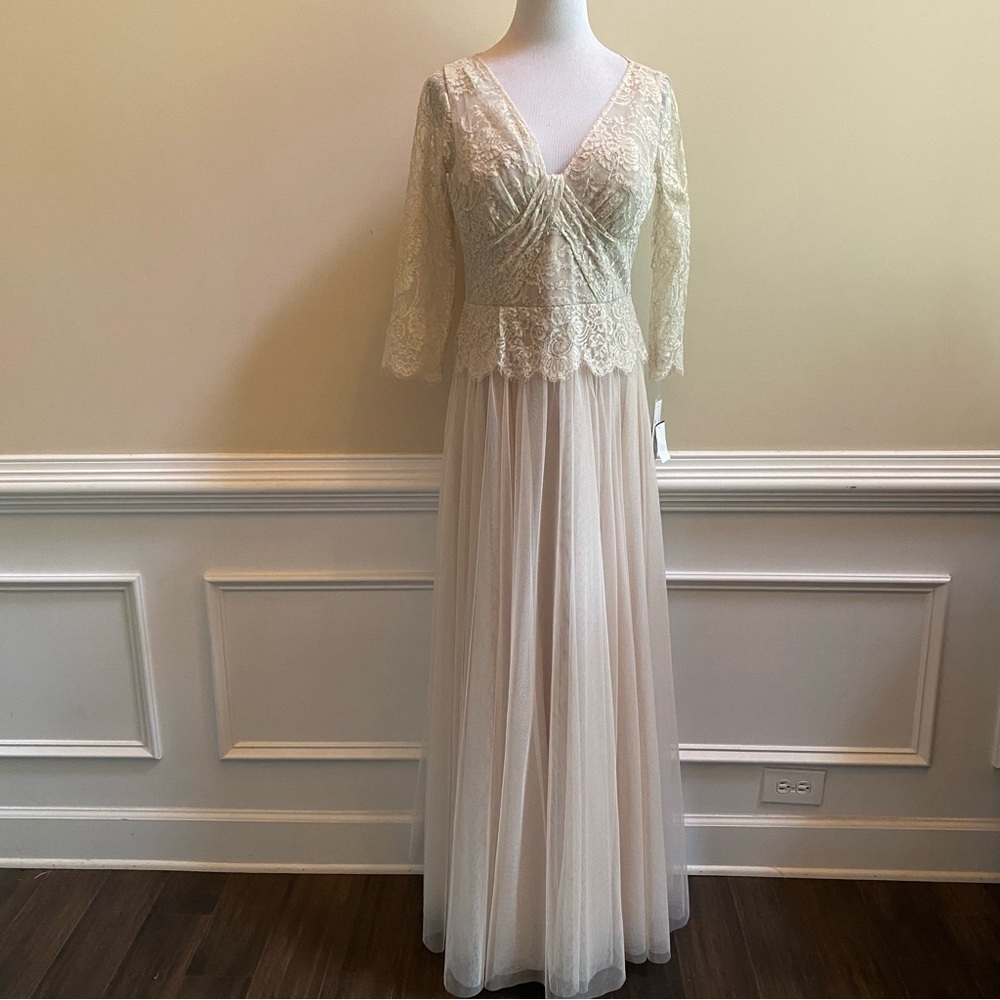 Rickie Freeman for Teri Jon Champagne Beige Mother Of The Bride Dress Size 12